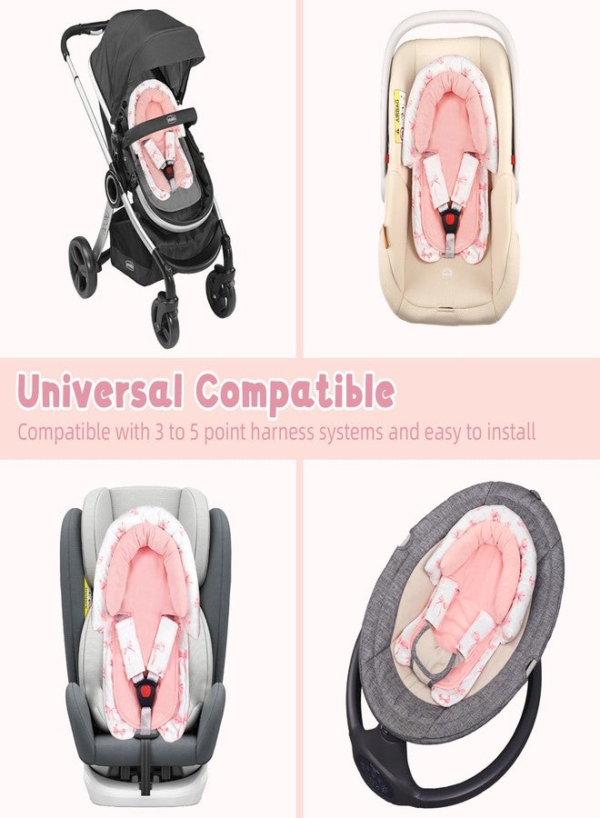 DAYEEBALL Infant Car Seat Insert with 2 Strap Pads, DAYEEBALL Carseat Cushion Baby Boy & Girl, Soft and Comfortable Carseat Head Support for Newborn, Pink Bow - Image 4